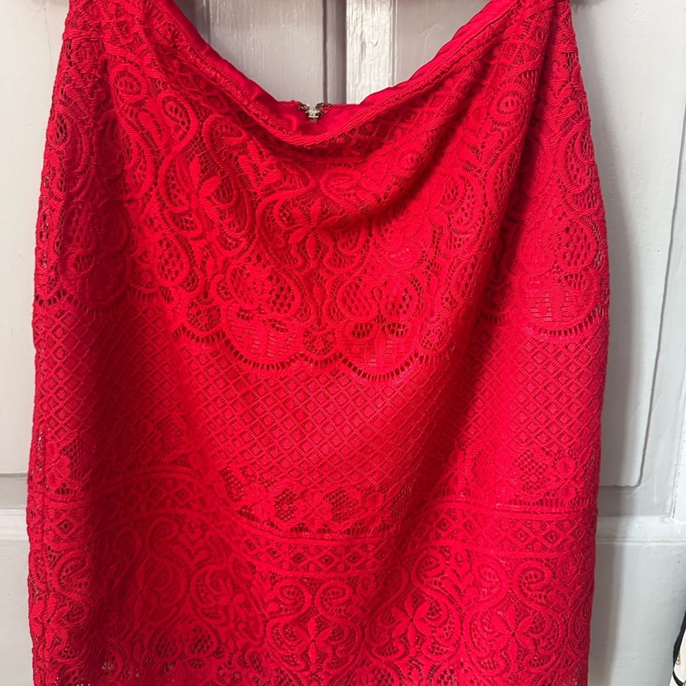 bebe Vibrant Red Lace 2 piece set - Picture 4 of 7